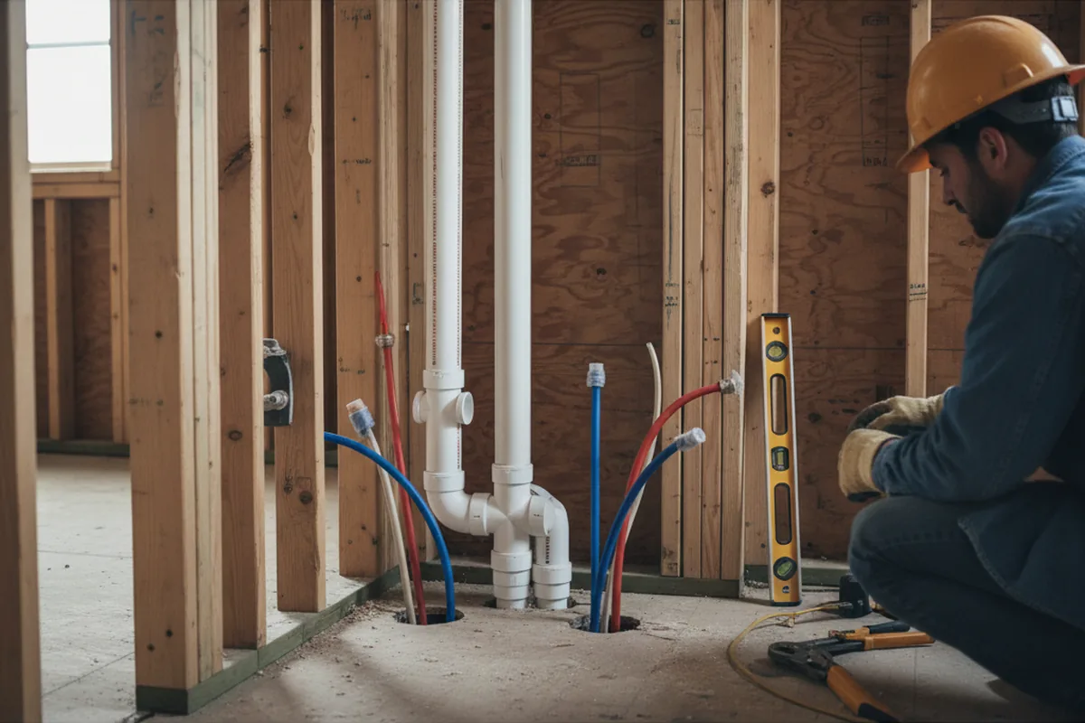 Drain and supply rough-in during Leak Detection in Homestead